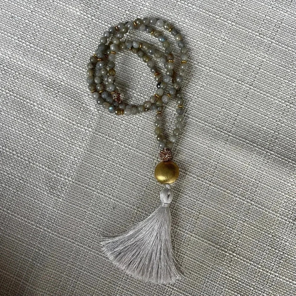Womens Beaded Tassel Necklace - Picture 2 of 4